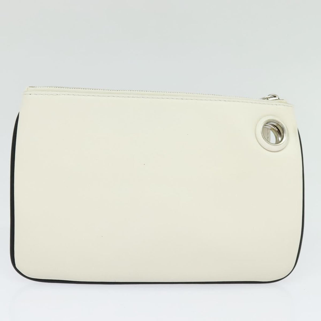FENDI Triplet Clutch Bag Leather Blue White black 110886