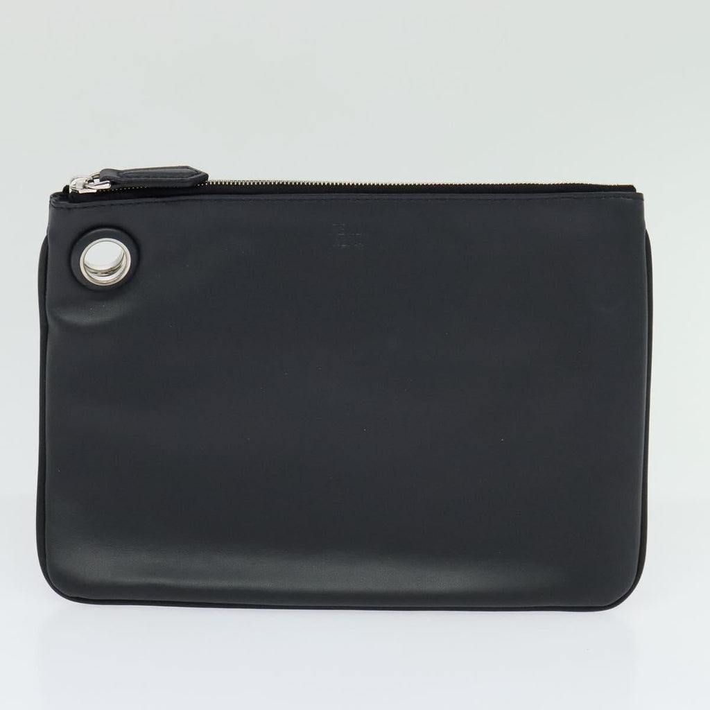 FENDI Triplet Clutch Bag Leather Blue White black 110886