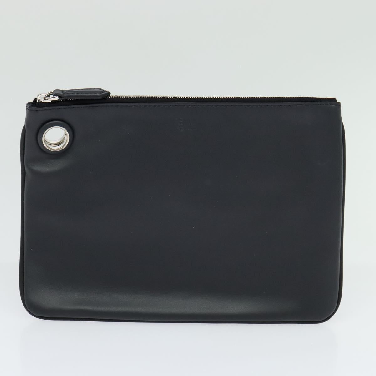 FENDI Triplet Clutch Bag Leather Blue White black 110886