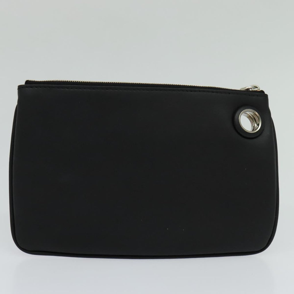 FENDI Triplet Clutch Bag Leather Black 110887