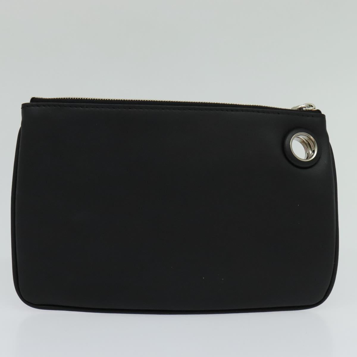 FENDI Triplet Clutch Bag Leather Black 110887