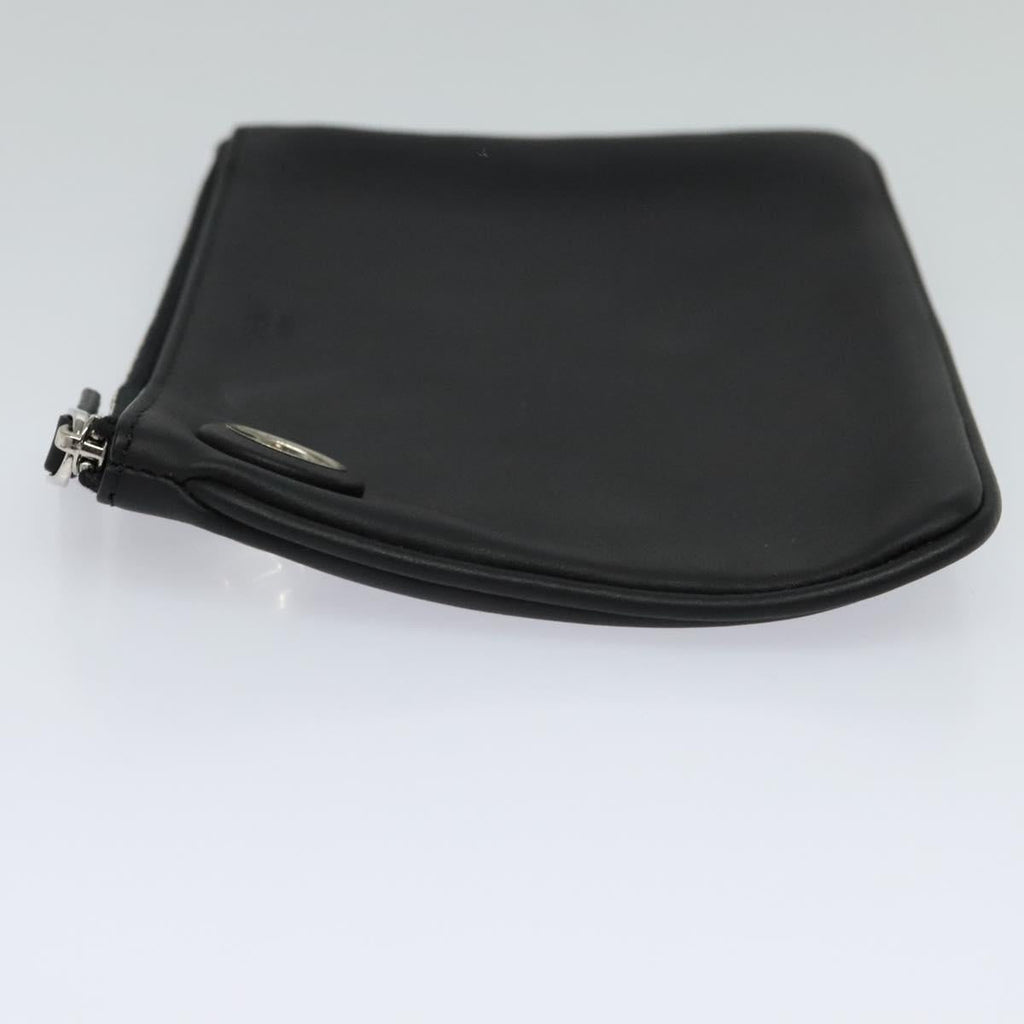FENDI Triplet Clutch Bag Leather Black 110887