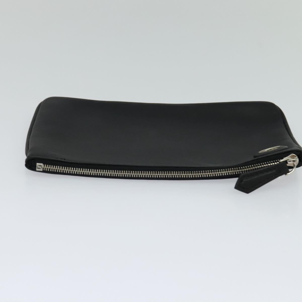 FENDI Triplet Clutch Bag Leather Black 110887