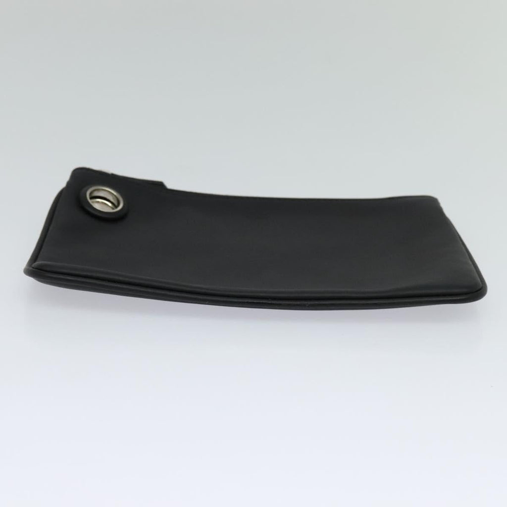 FENDI Triplet Clutch Bag Leather Black 110887