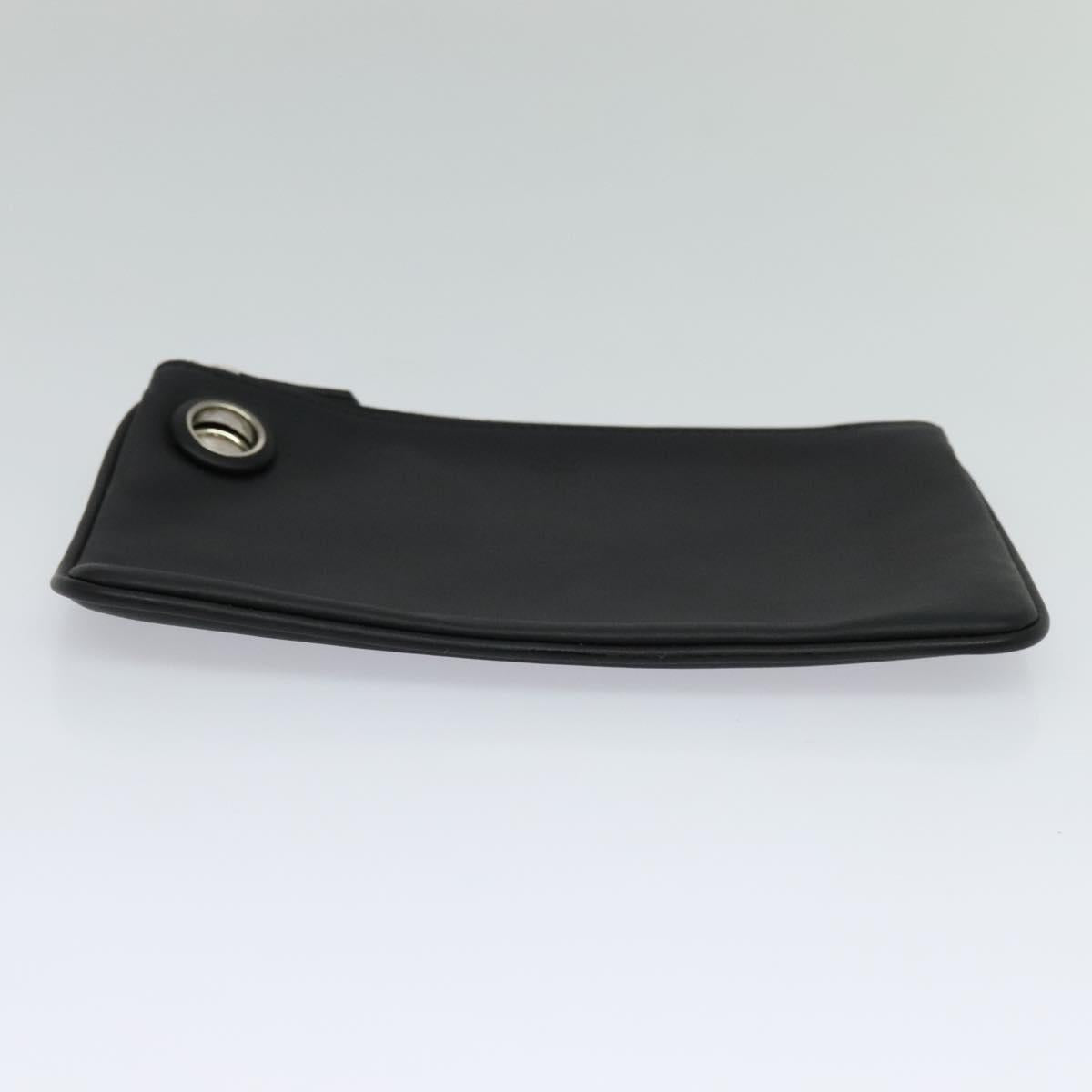 FENDI Triplet Clutch Bag Leather Black 110887