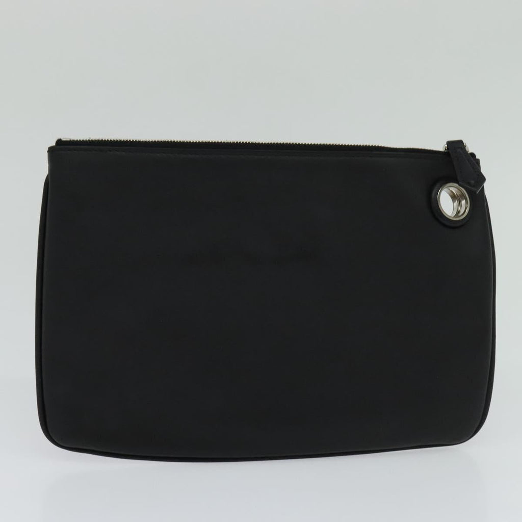 FENDI Triplet Clutch Bag Leather Black 110887