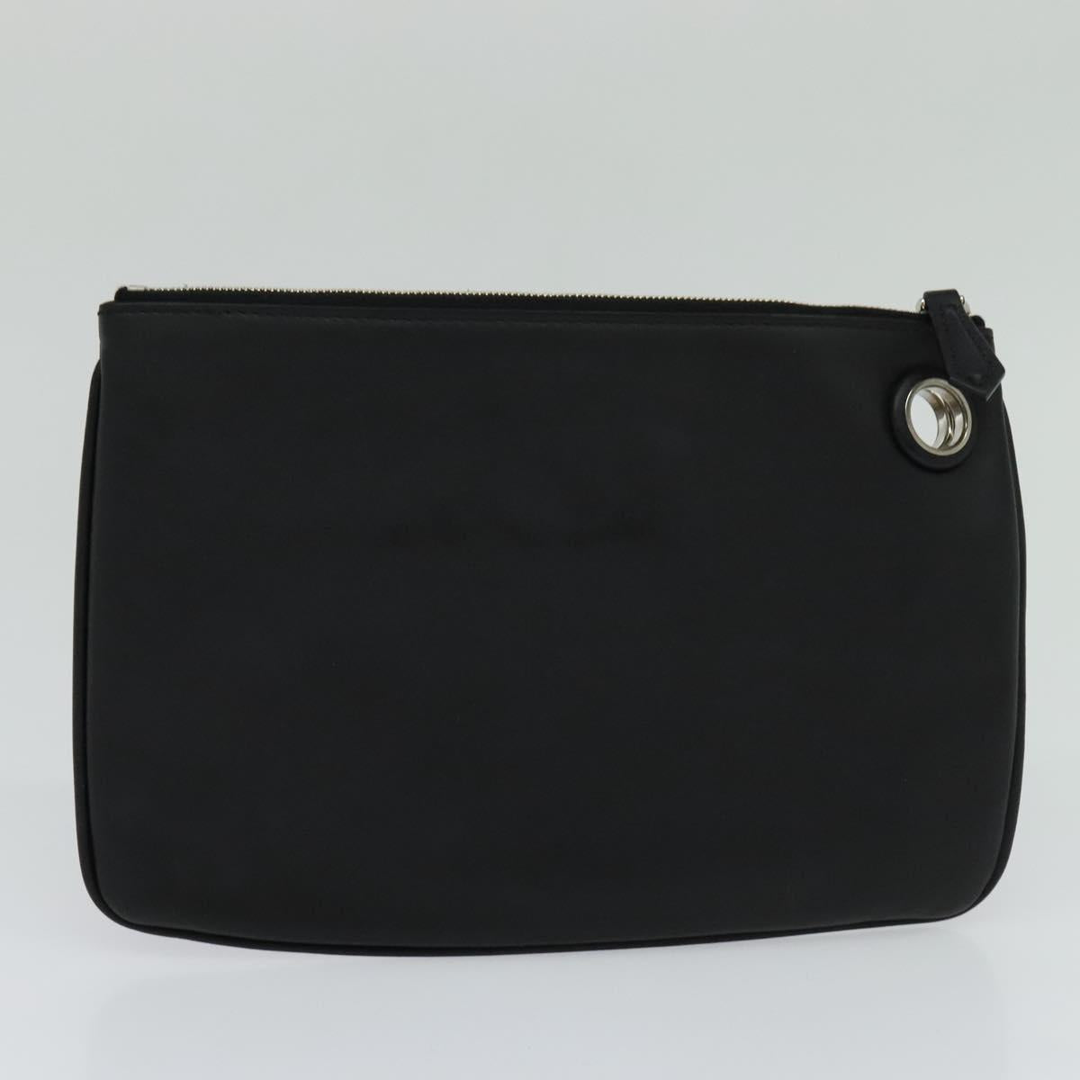 FENDI Triplet Clutch Bag Leather Black 110887