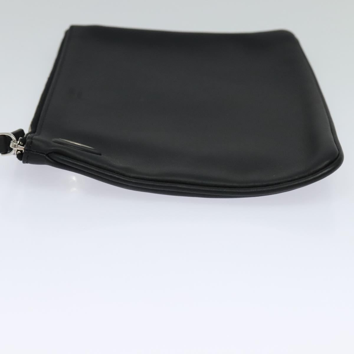 FENDI Triplet Clutch Bag Leather Black 110887