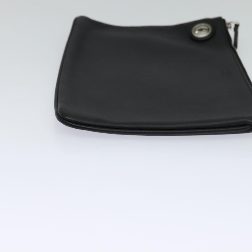 FENDI Triplet Clutch Bag Leather Black 110887