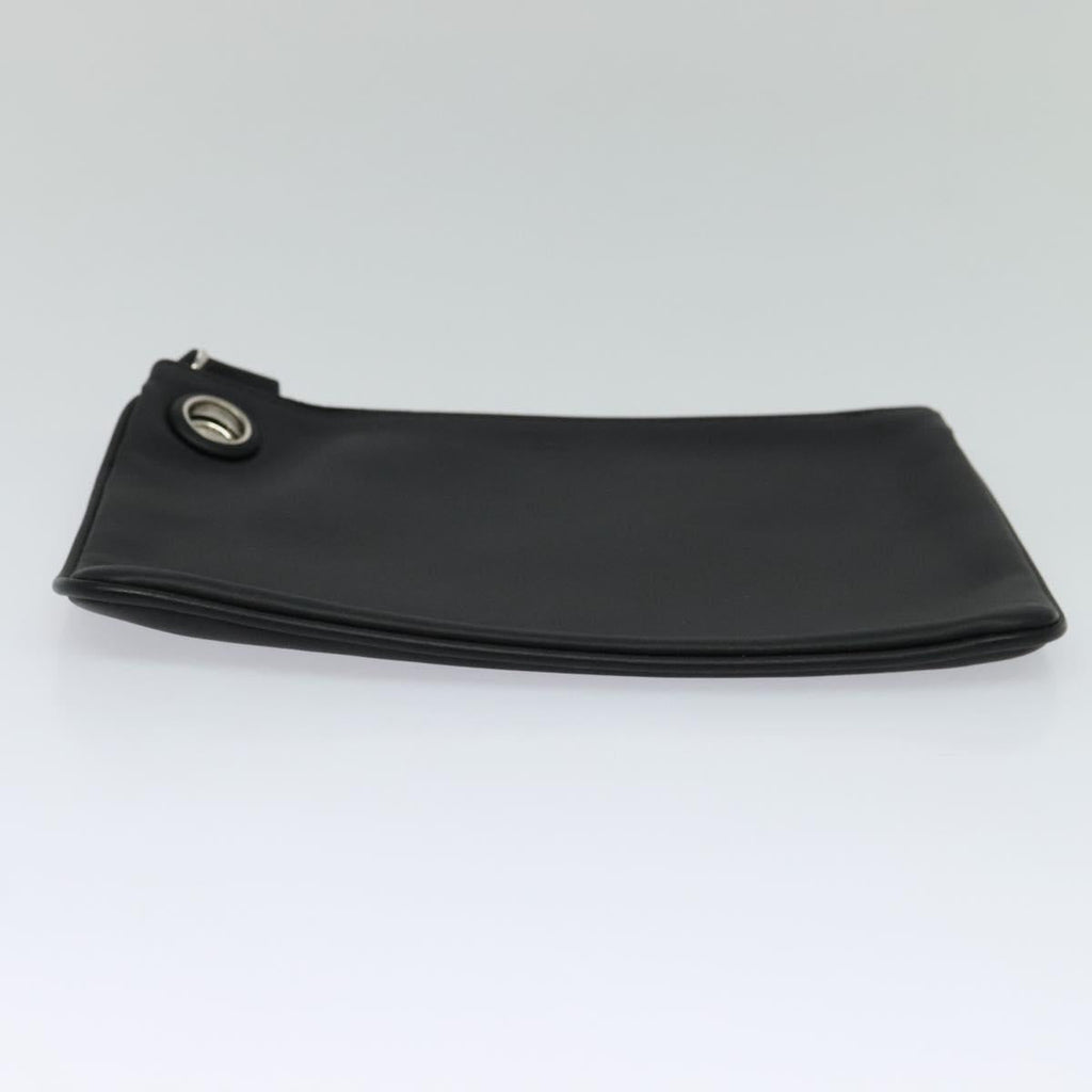FENDI Triplet Clutch Bag Leather Black 110887