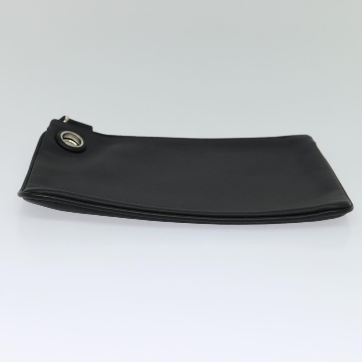 FENDI Triplet Clutch Bag Leather Black 110887