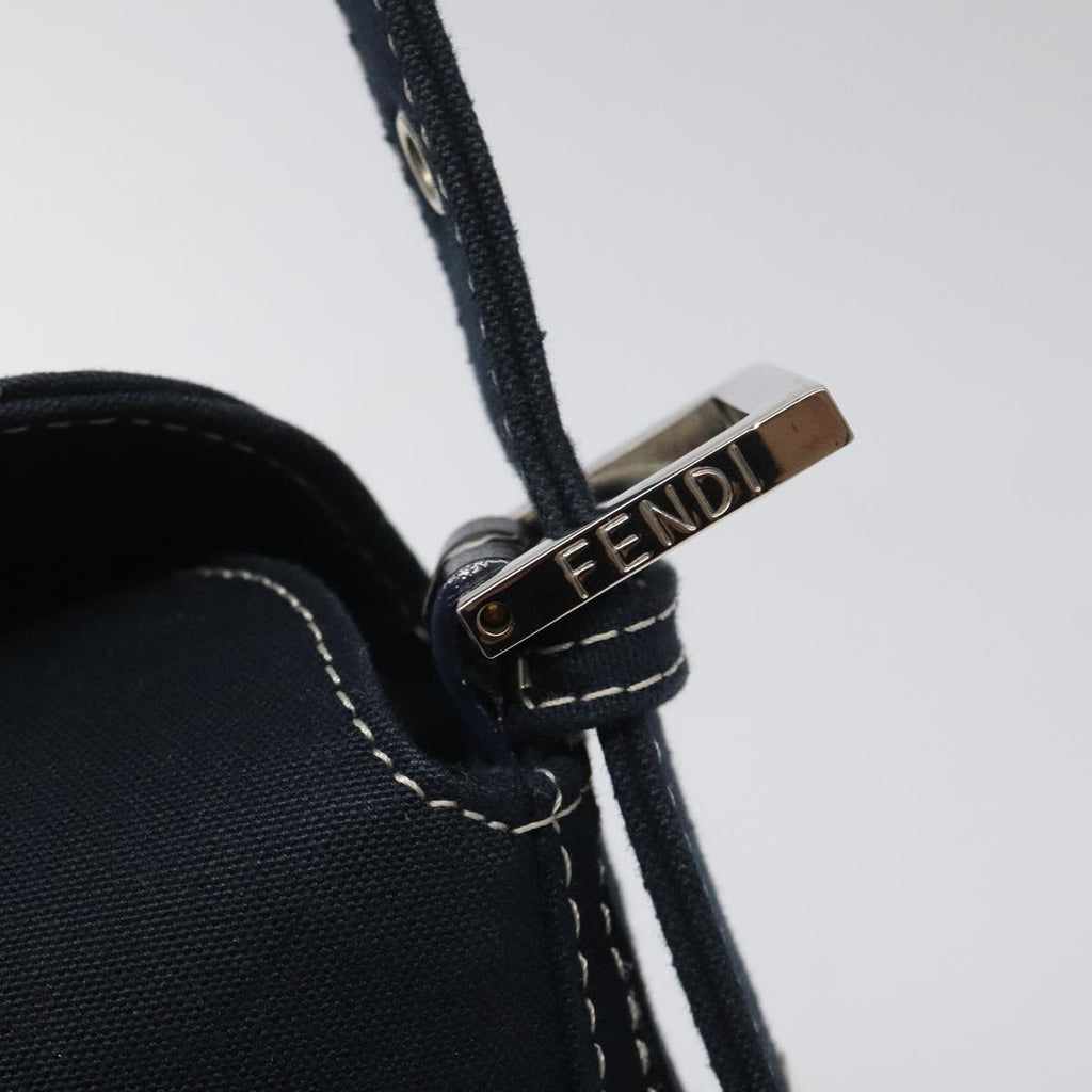 FENDI Mamma Baguette Shoulder Bag Canvas Navy 110912