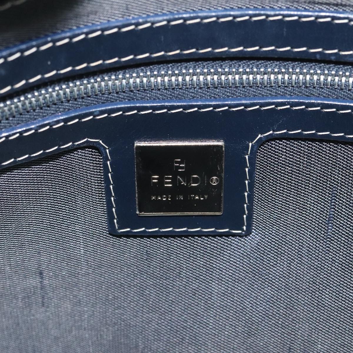 FENDI Mamma Baguette Shoulder Bag Canvas Navy 110912
