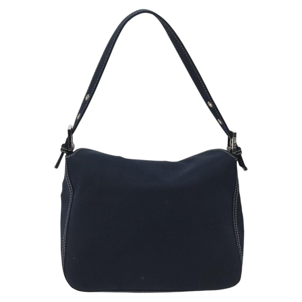FENDI Mamma Baguette Shoulder Bag Canvas Navy 110912