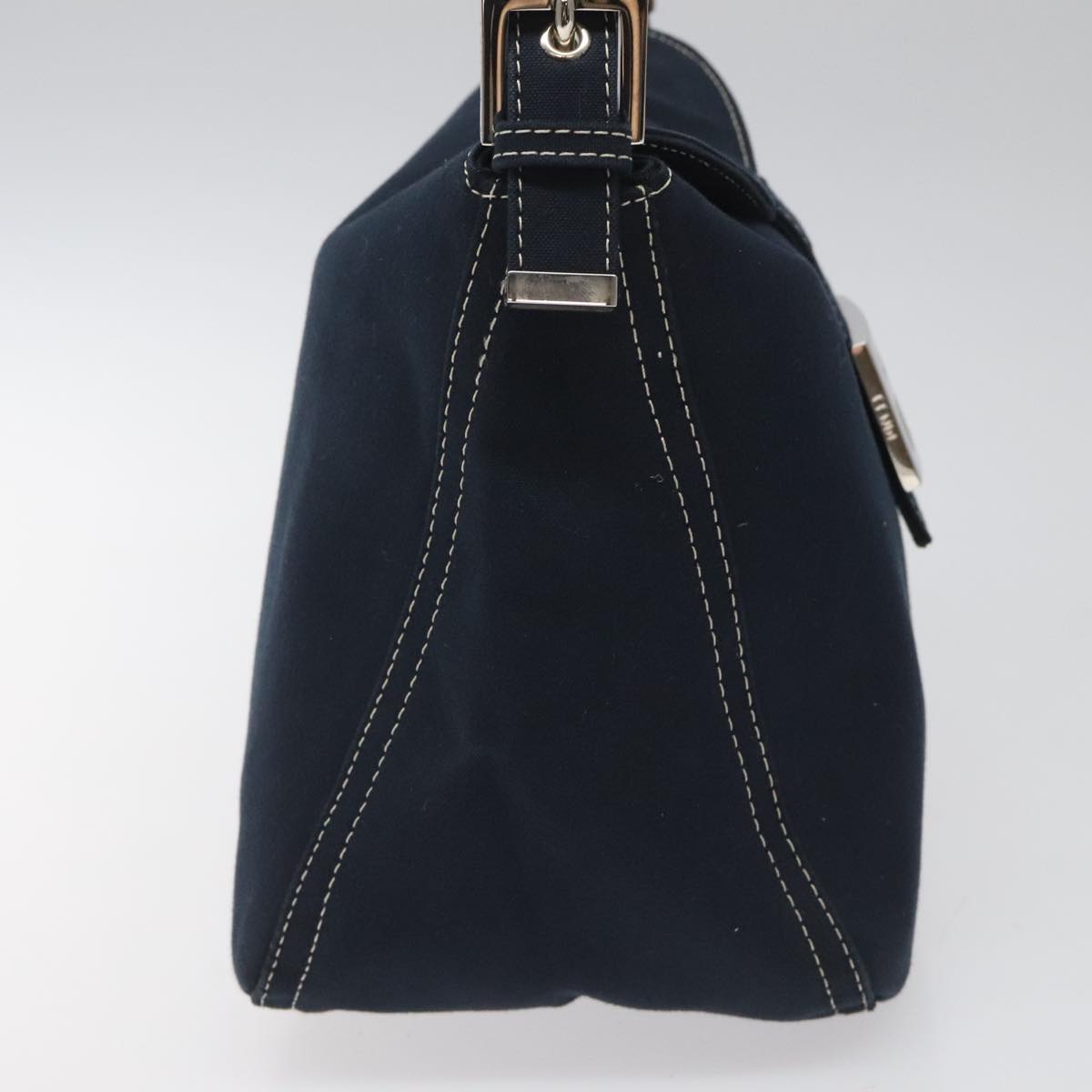 FENDI Mamma Baguette Shoulder Bag Canvas Navy 110912