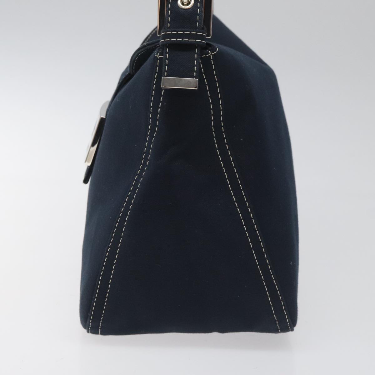 FENDI Mamma Baguette Shoulder Bag Canvas Navy 110912