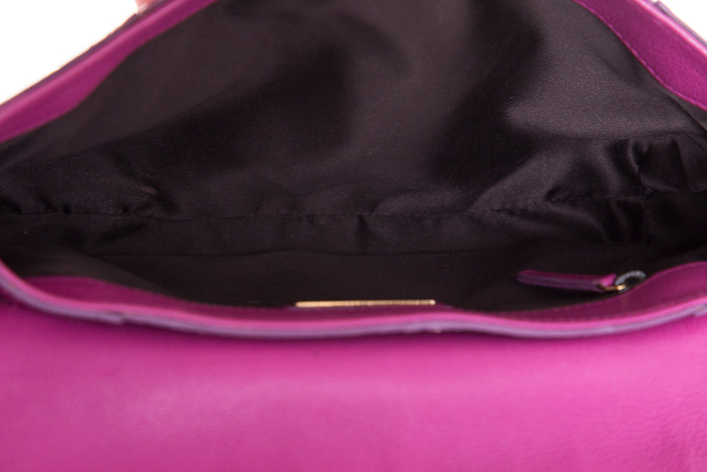 Sergio Rossi Magenta Lizard Skin Shoulder Bag