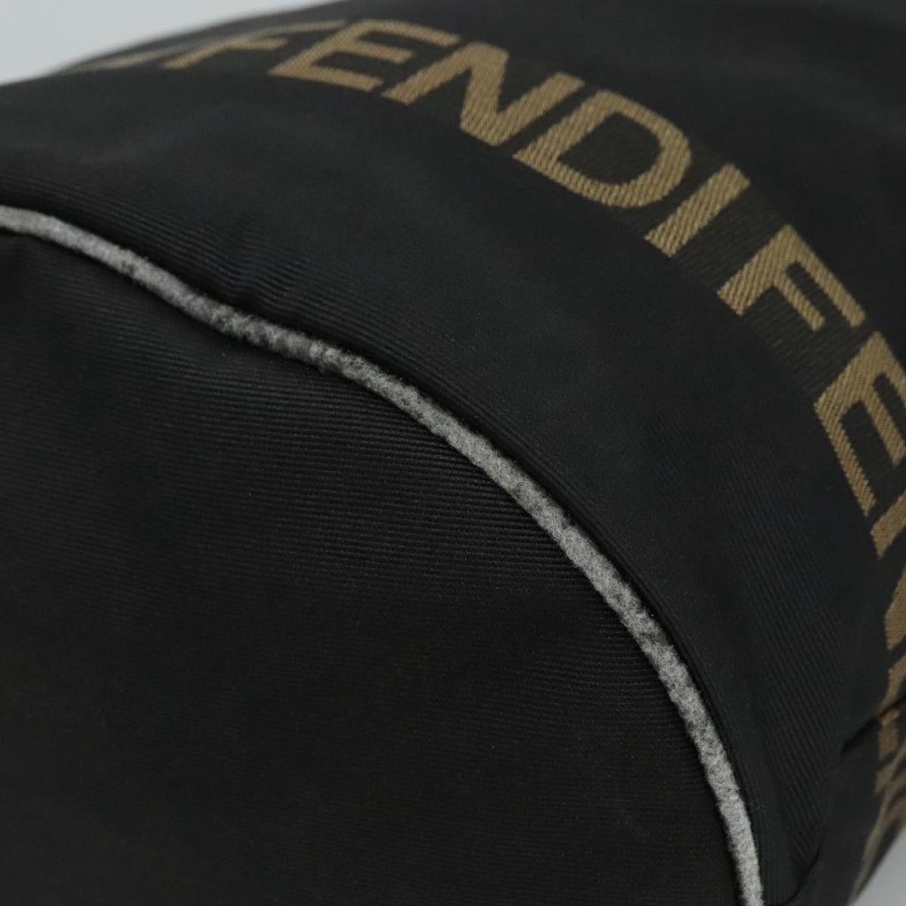 FENDI Hand Bag Nylon Black Brown Silver 111059