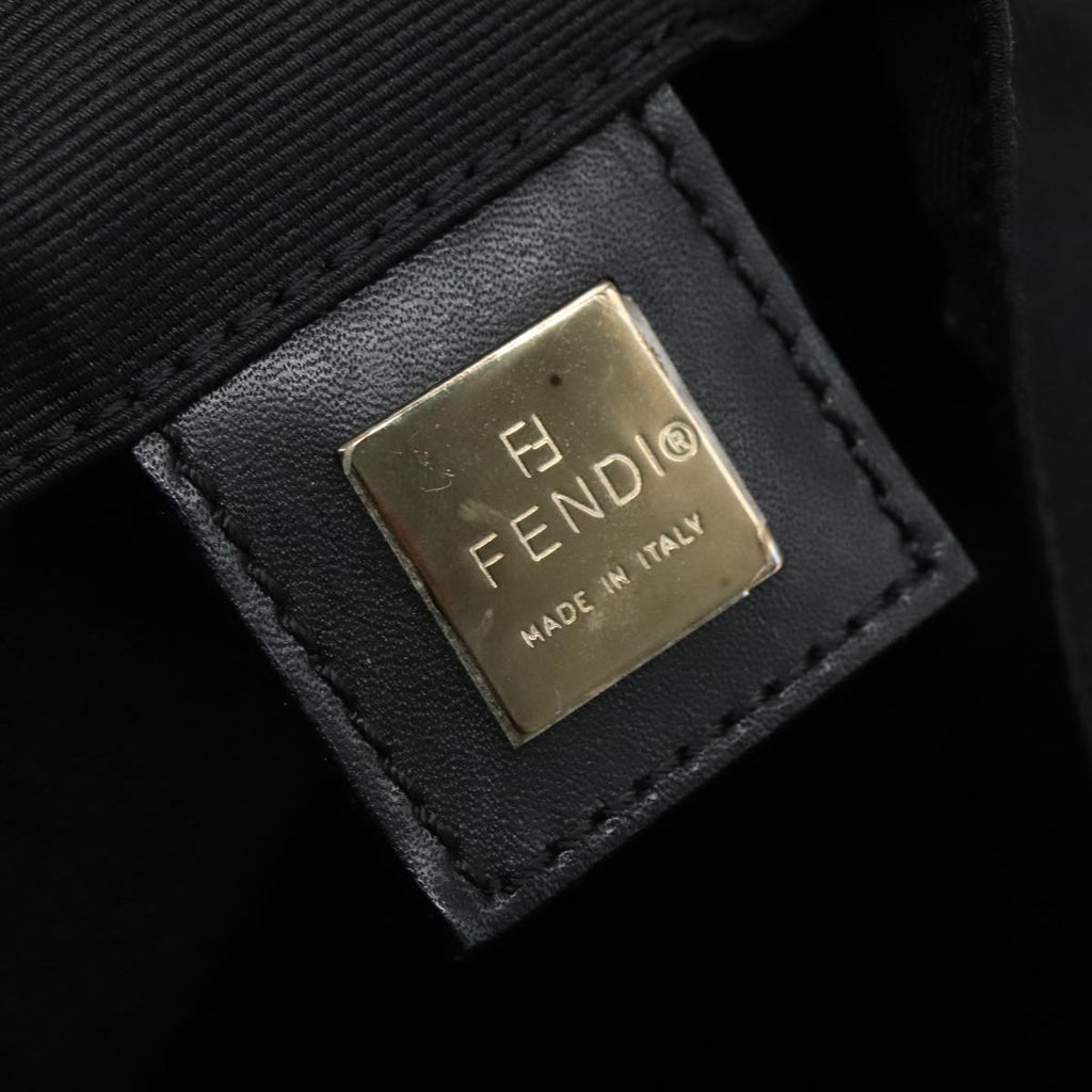 FENDI Hand Bag Nylon Black Brown Silver 111059