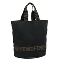 FENDI Hand Bag Nylon Black Brown Silver 111059