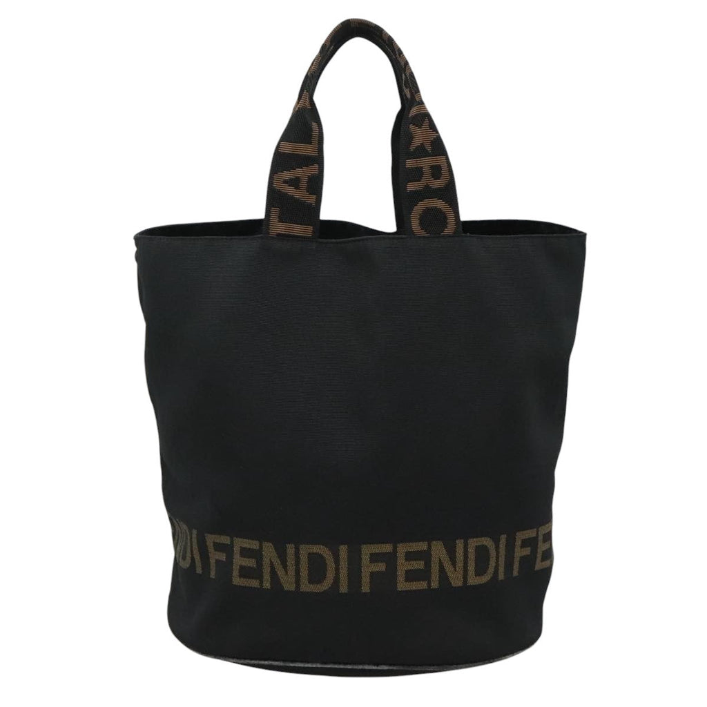 FENDI Hand Bag Nylon Black Brown Silver 111059