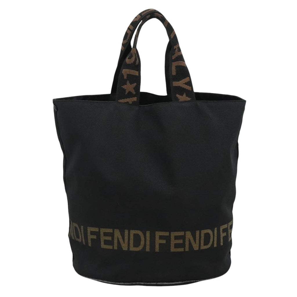 FENDI Hand Bag Nylon Black Brown Silver 111059