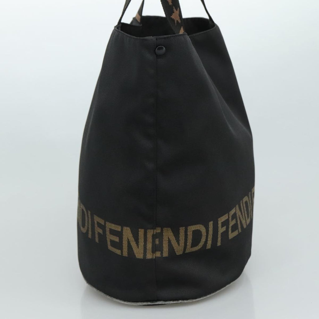 FENDI Hand Bag Nylon Black Brown Silver 111059
