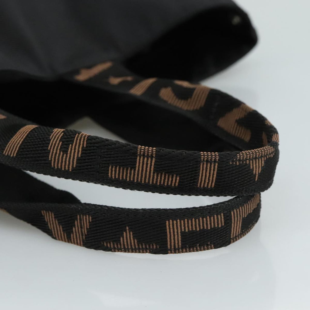 FENDI Hand Bag Nylon Black Brown Silver 111059