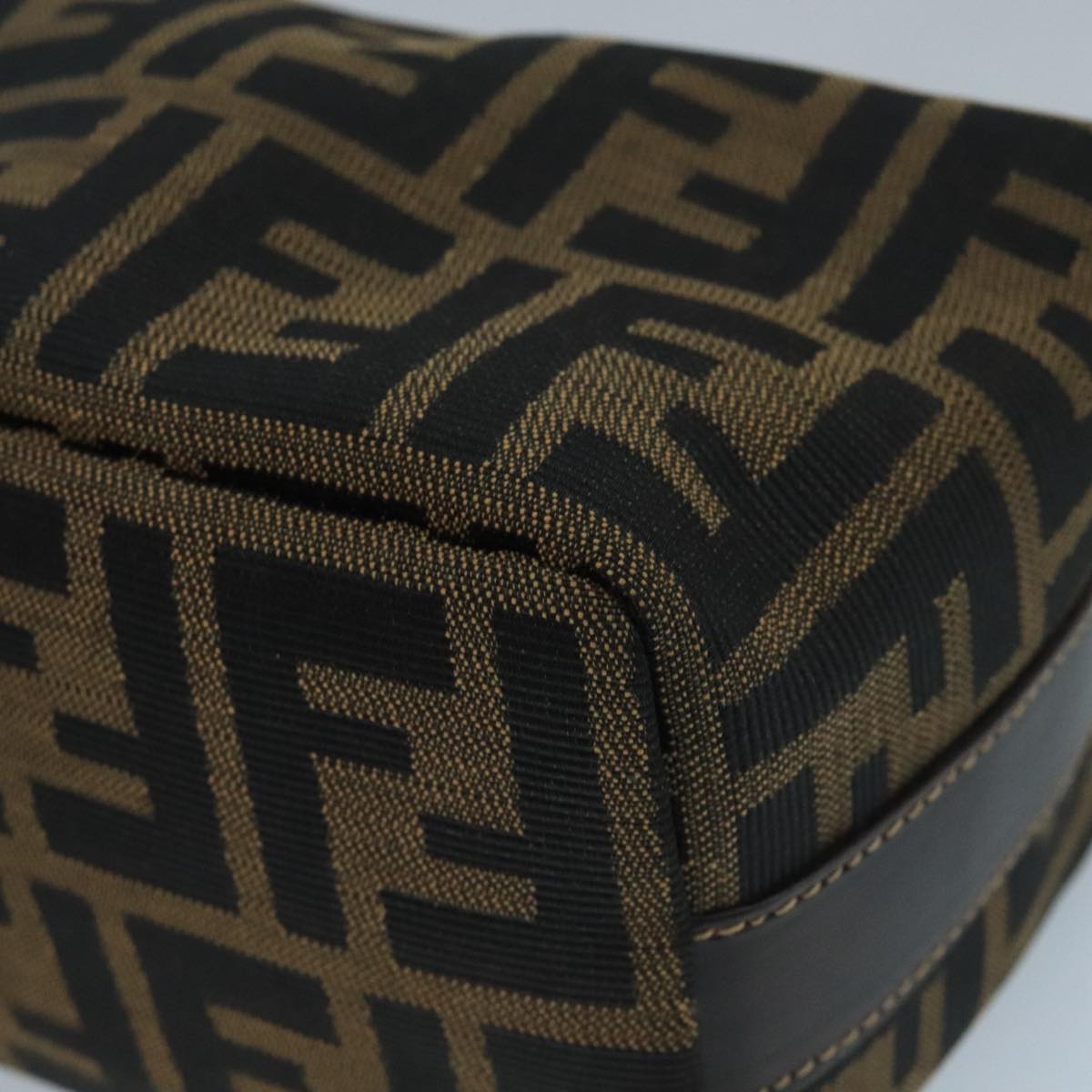 FENDI Zucca Canvas Mini Hand Bag Brown Black gold 111096