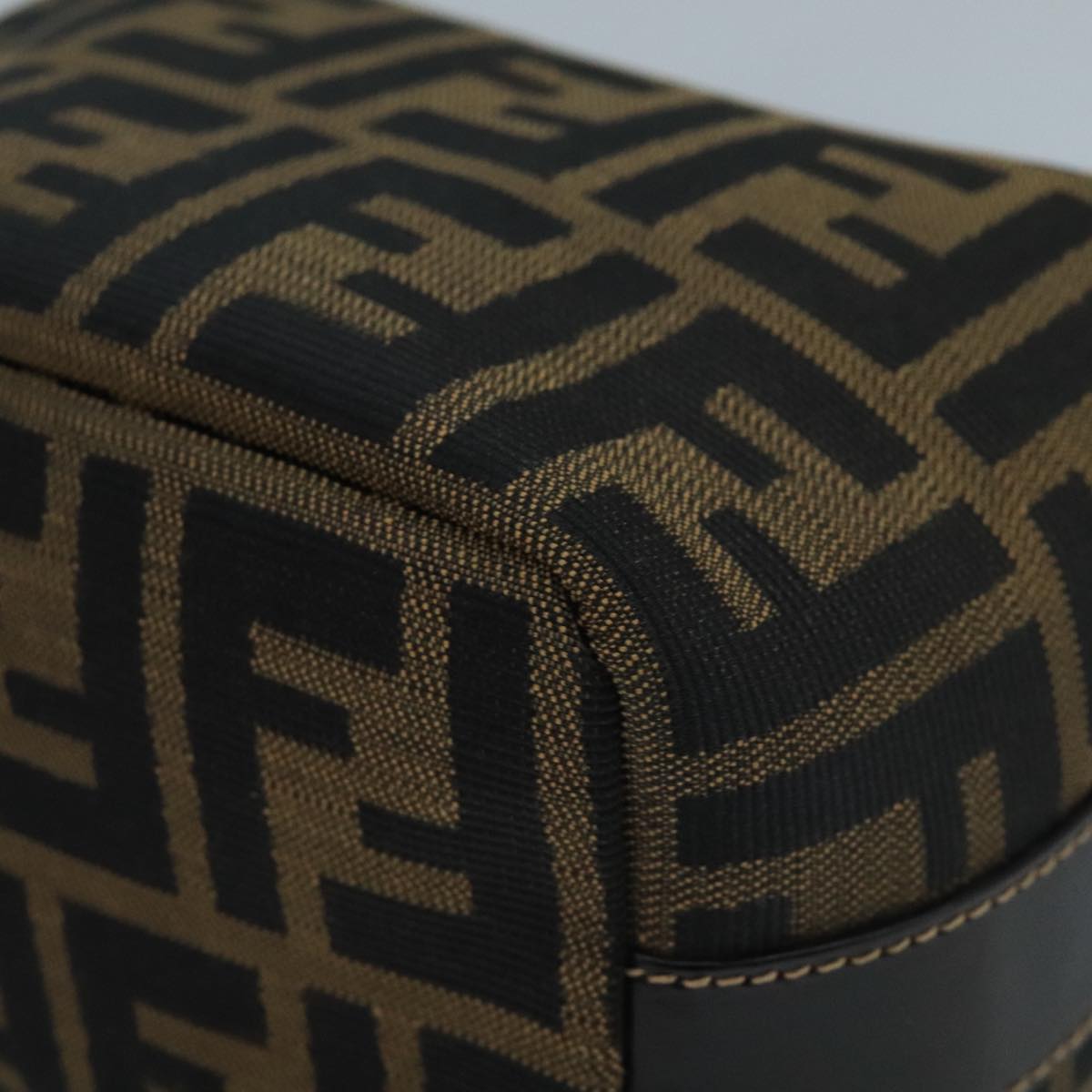 FENDI Zucca Canvas Mini Hand Bag Brown Black gold 111096