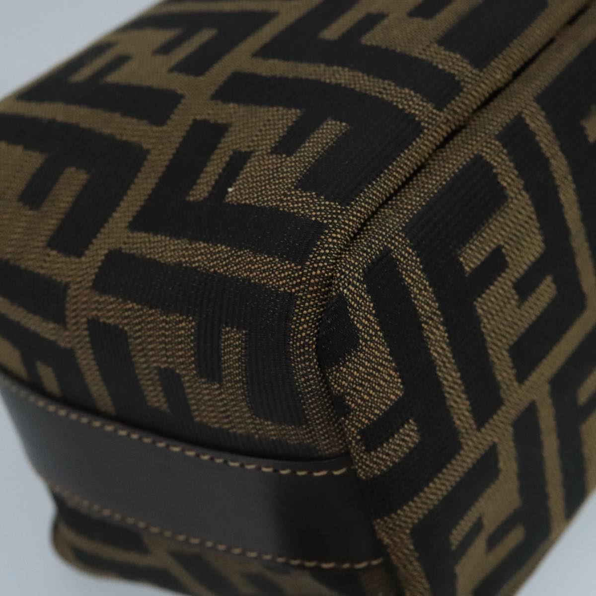 FENDI Zucca Canvas Mini Hand Bag Brown Black gold 111096
