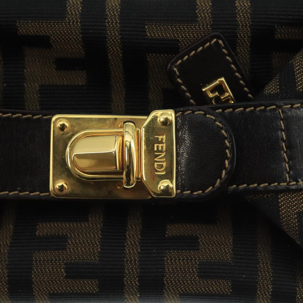 FENDI Zucca Canvas Mini Hand Bag Brown Black gold 111096