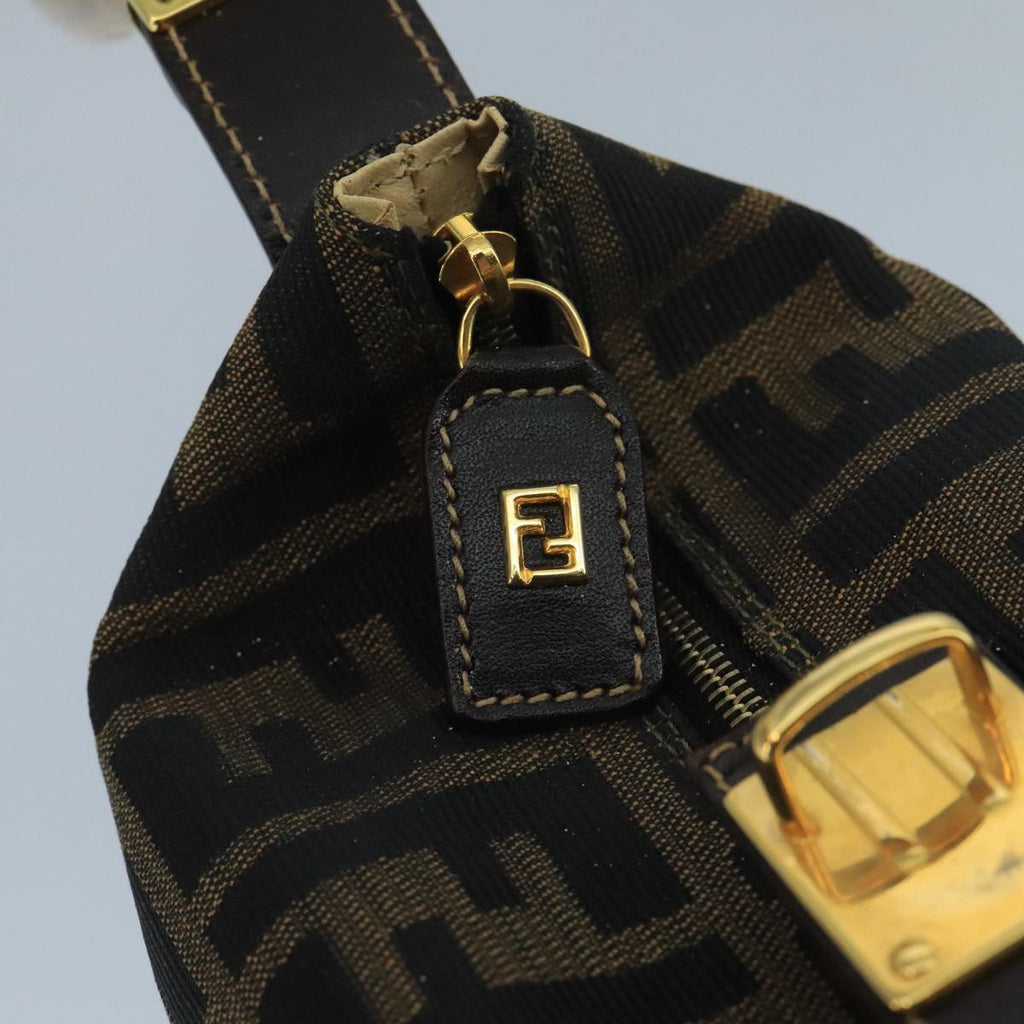 FENDI Zucca Canvas Mini Hand Bag Brown Black gold 111096