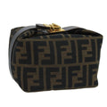 FENDI Zucca Canvas Mini Hand Bag Brown Black gold 111096