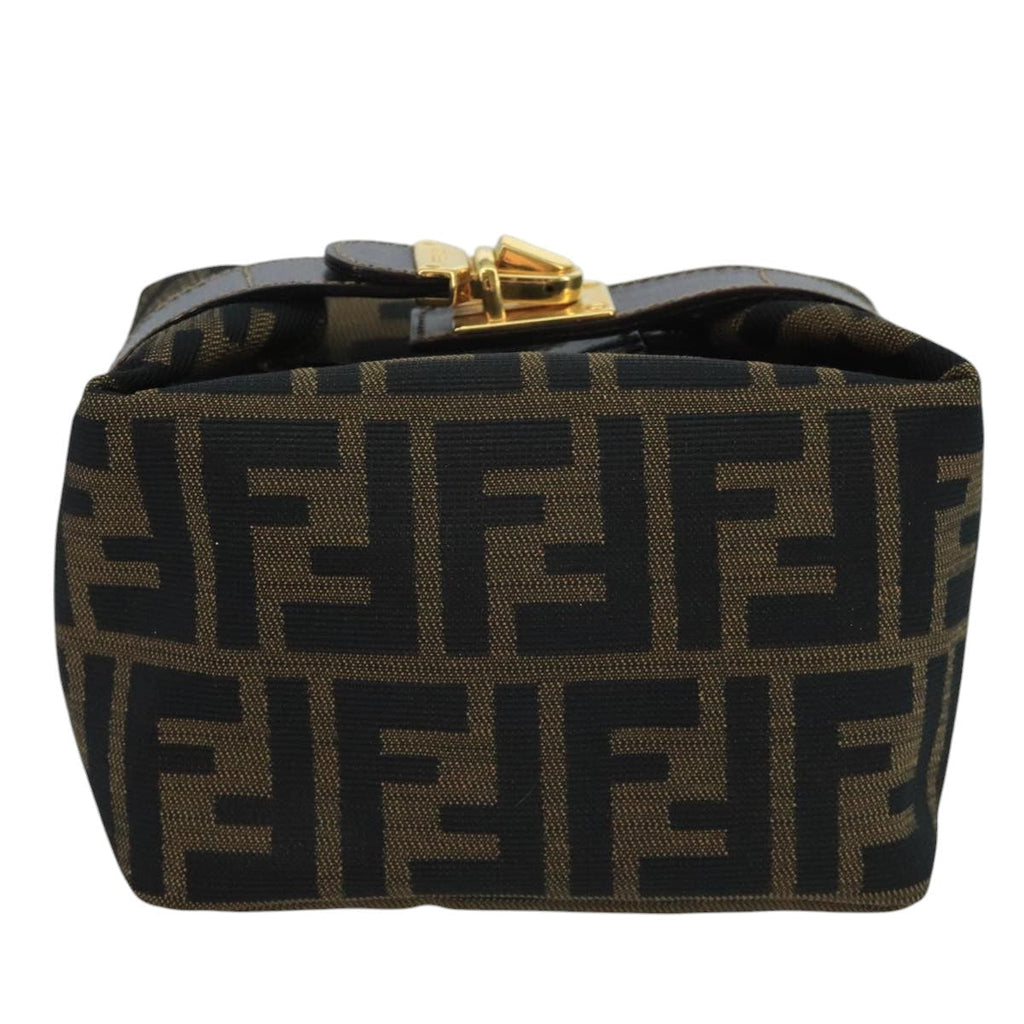 FENDI Zucca Canvas Mini Hand Bag Brown Black gold 111096