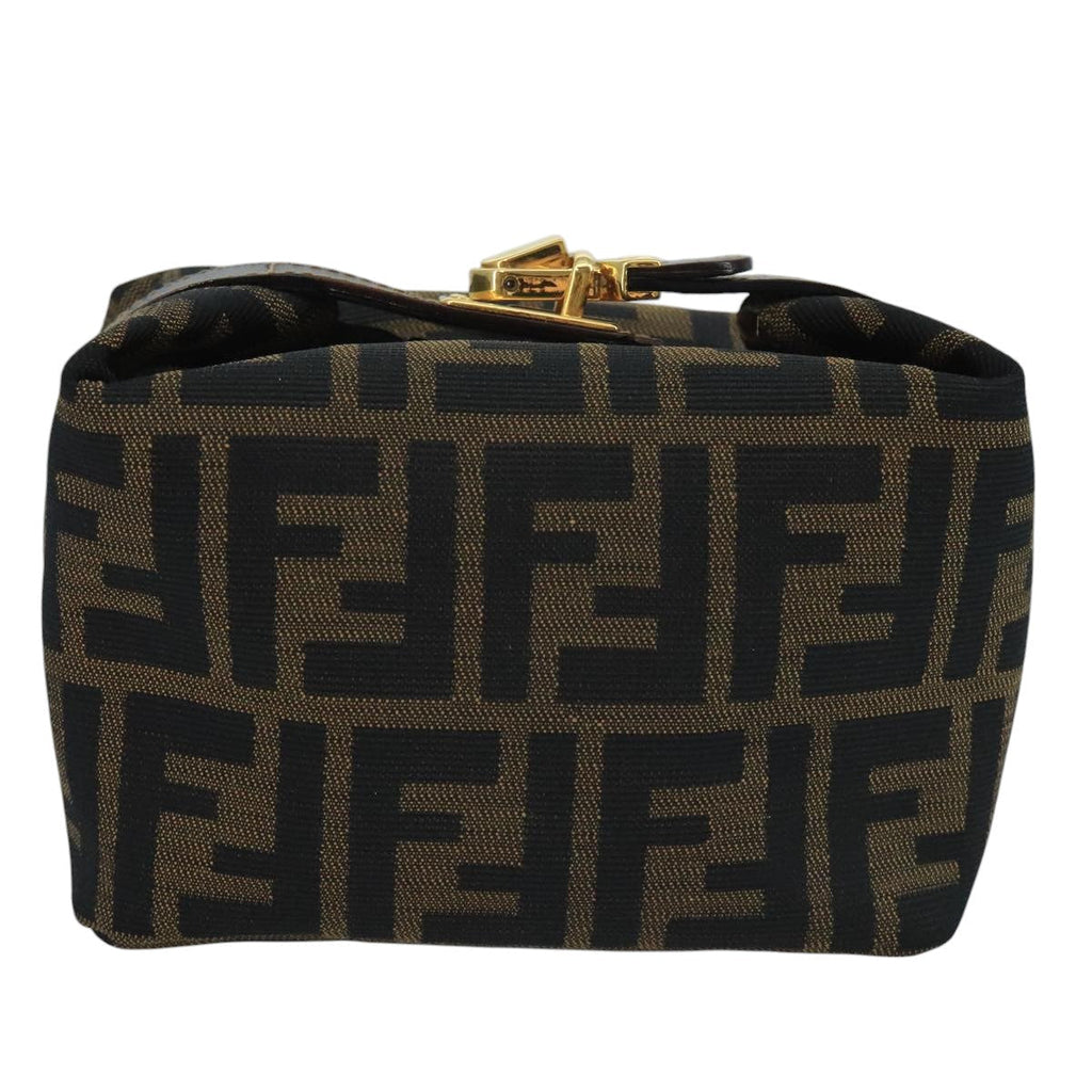 FENDI Zucca Canvas Mini Hand Bag Brown Black gold 111096