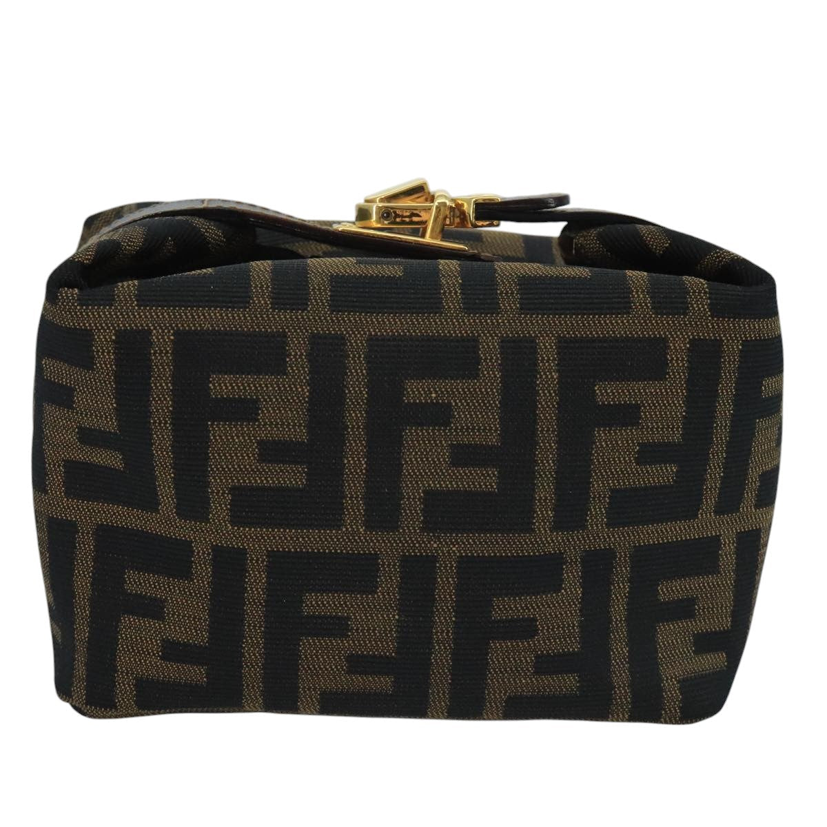 FENDI Zucca Canvas Mini Hand Bag Brown Black gold 111096