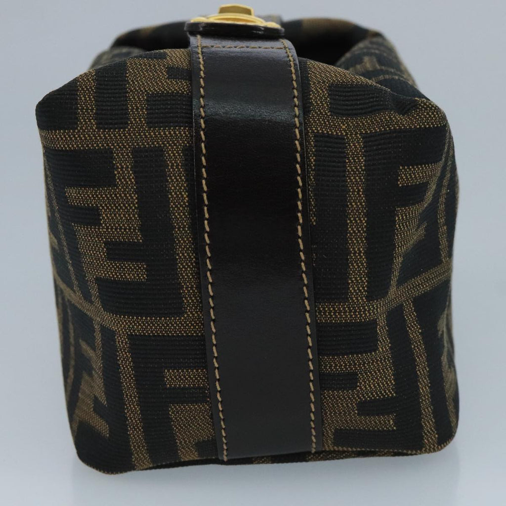 FENDI Zucca Canvas Mini Hand Bag Brown Black gold 111096