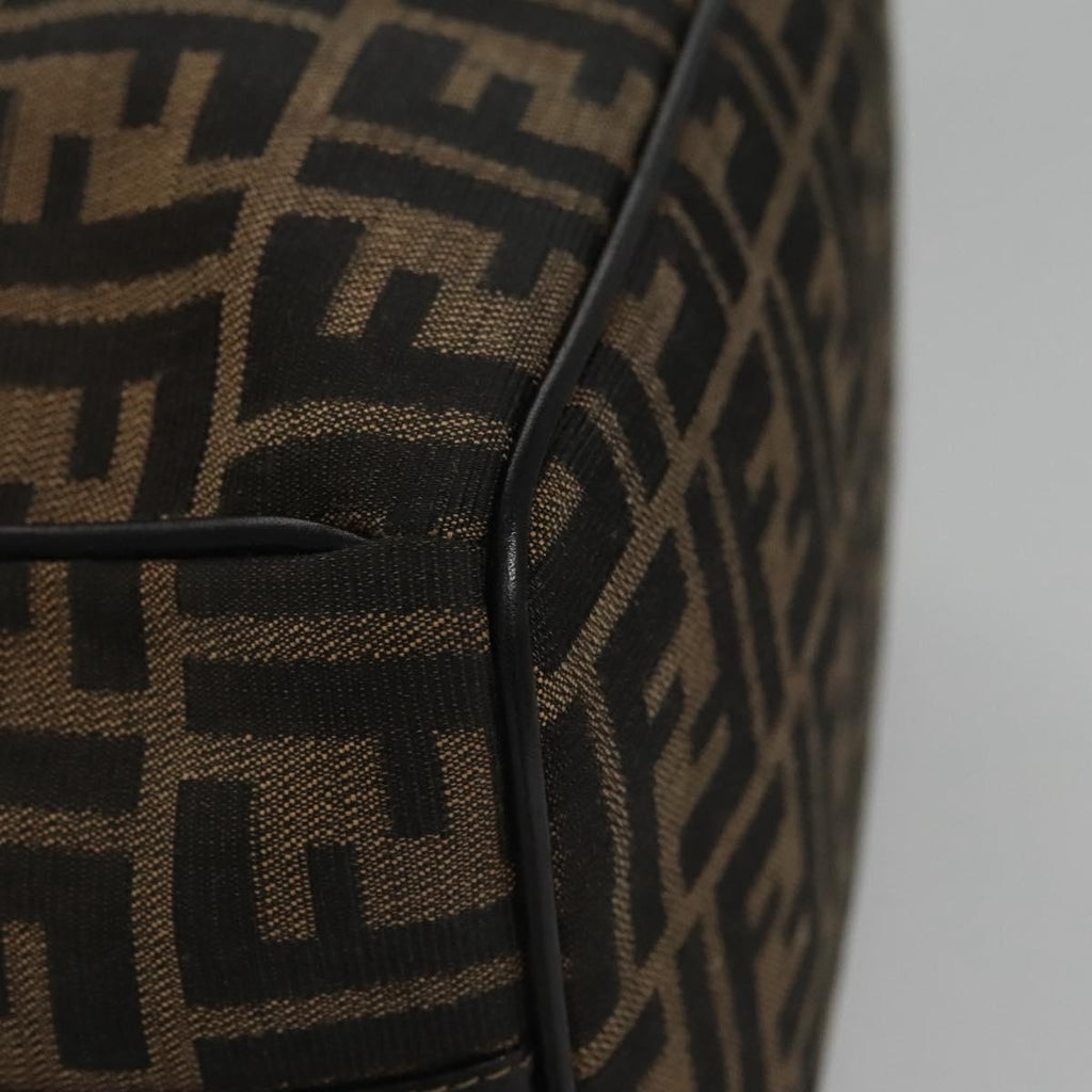 FENDI Zucca Canvas Hand Bag Brown Black gold 111097