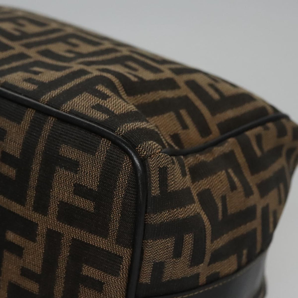 FENDI Zucca Canvas Hand Bag Brown Black gold 111097