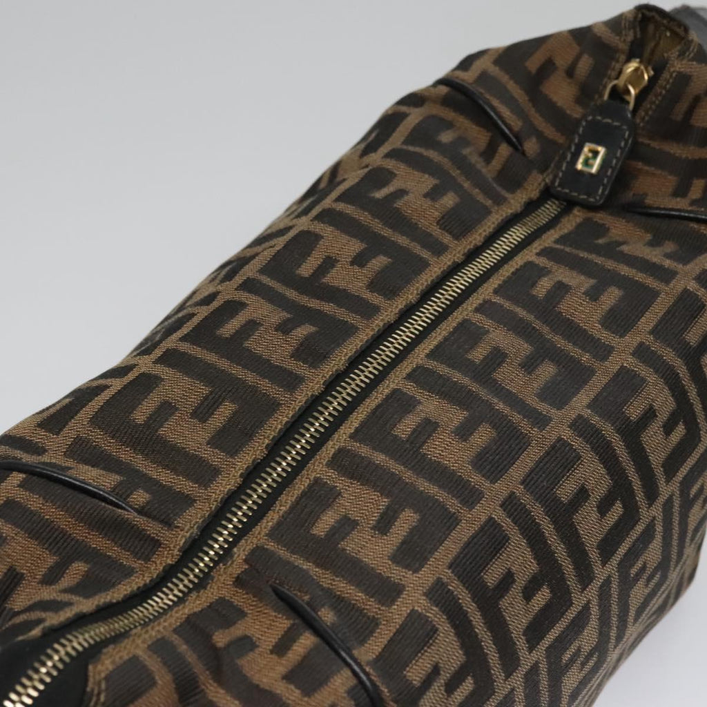 FENDI Zucca Canvas Hand Bag Brown Black gold 111097