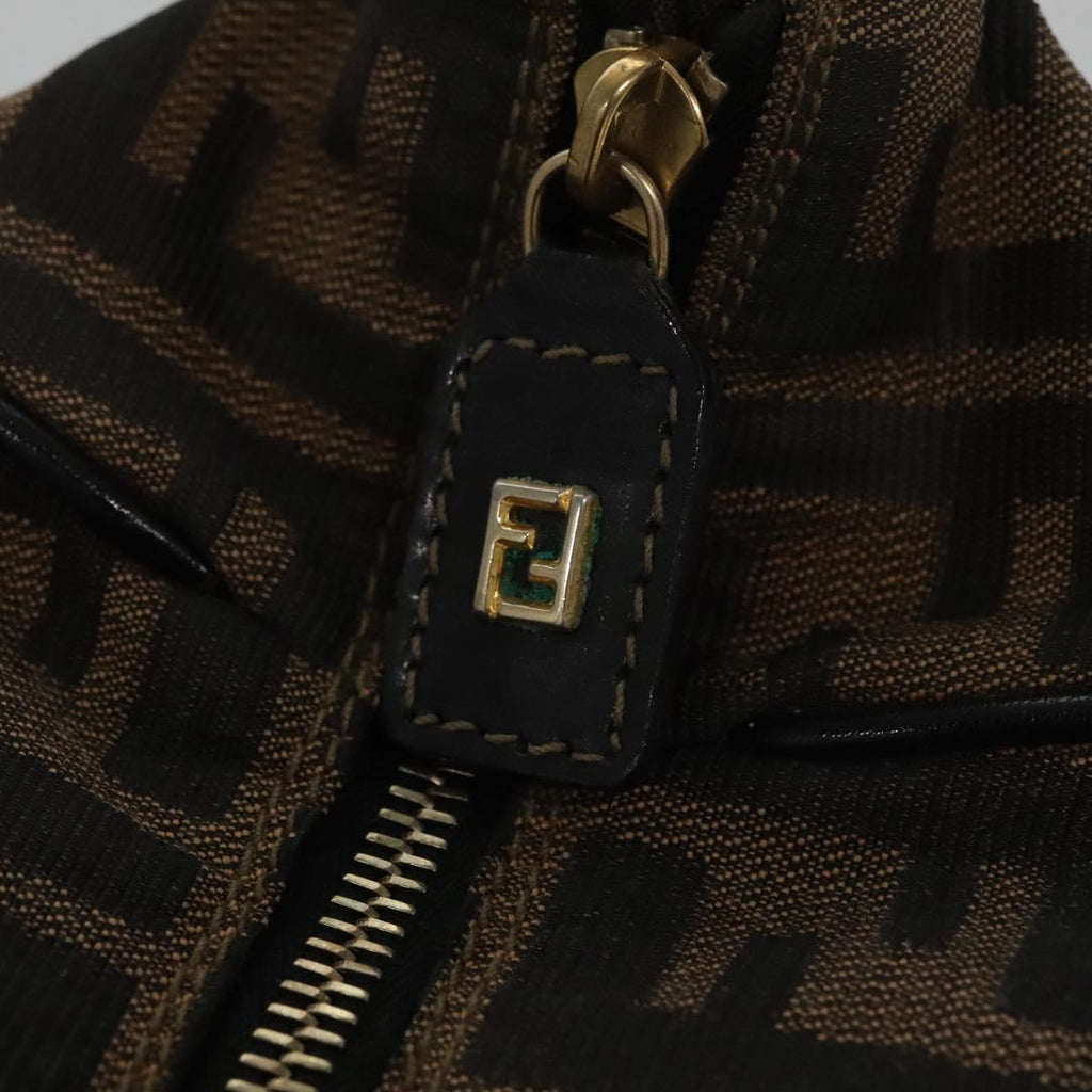 FENDI Zucca Canvas Hand Bag Brown Black gold 111097
