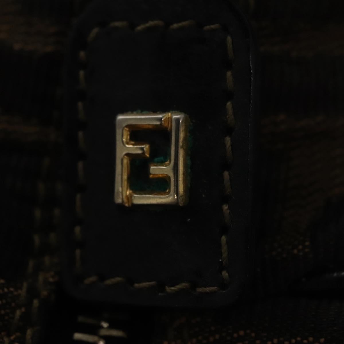 FENDI Zucca Canvas Hand Bag Brown Black gold 111097