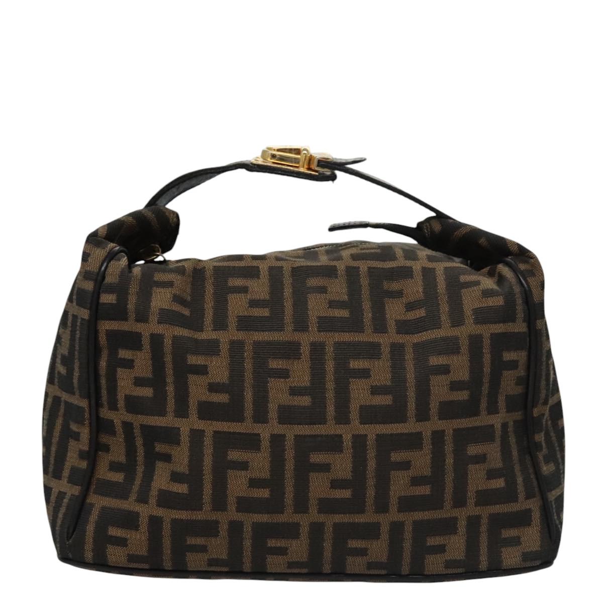 FENDI Zucca Canvas Hand Bag Brown Black gold 111097