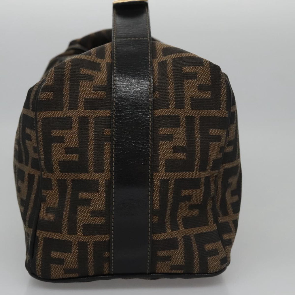 FENDI Zucca Canvas Hand Bag Brown Black gold 111097