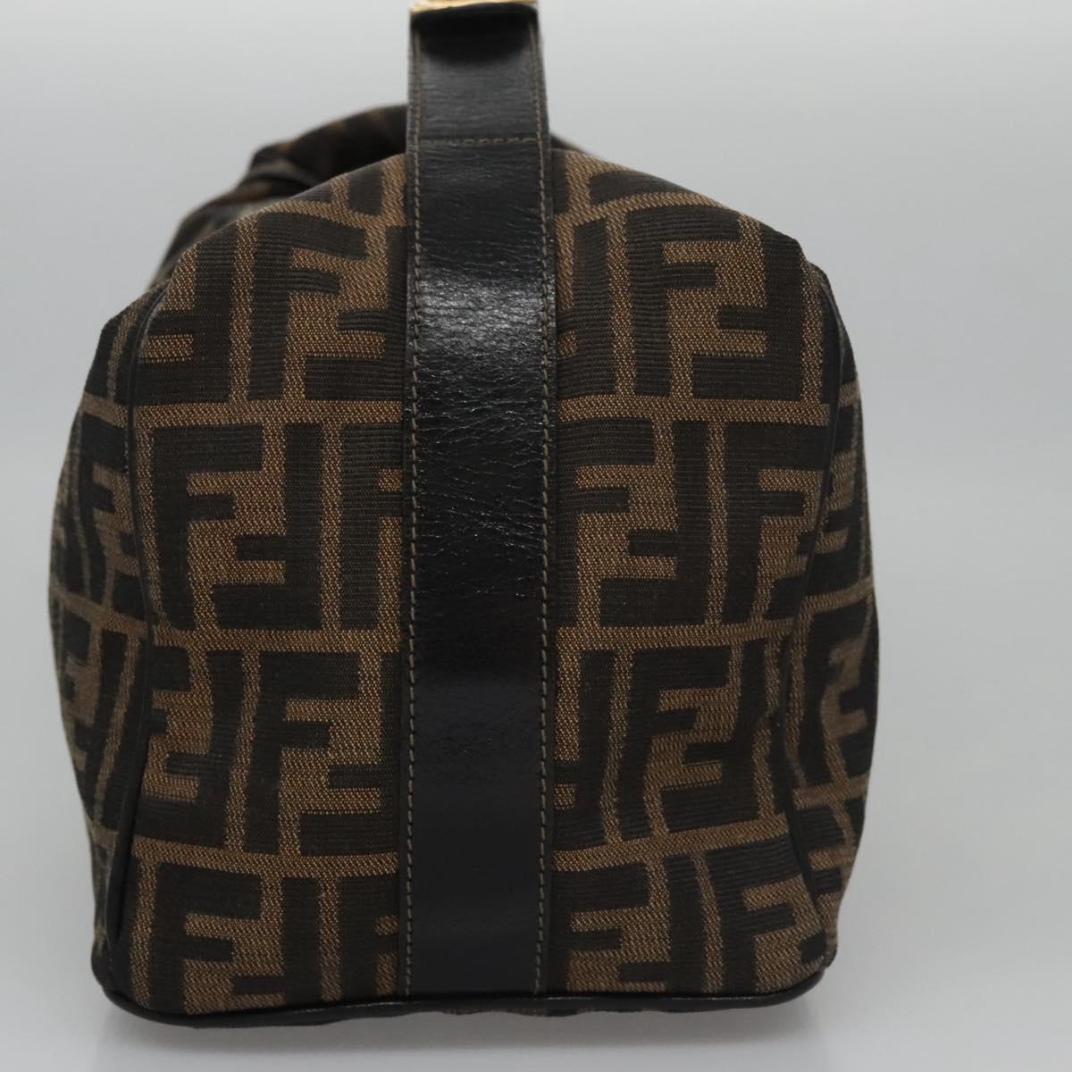 FENDI Zucca Canvas Hand Bag Brown Black gold 111097