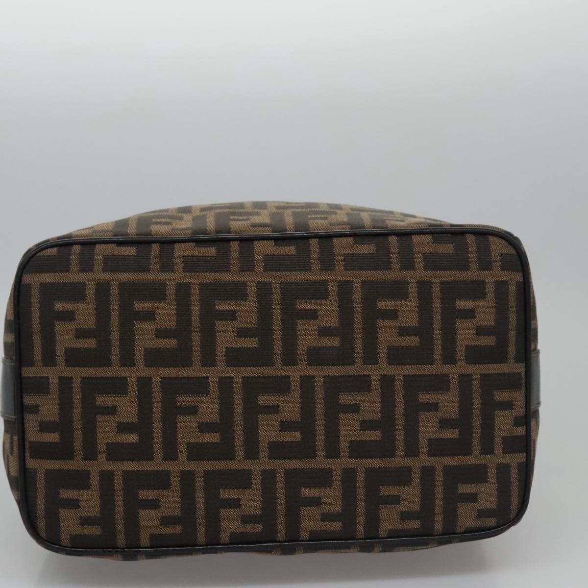 FENDI Zucca Canvas Hand Bag Brown Black gold 111097