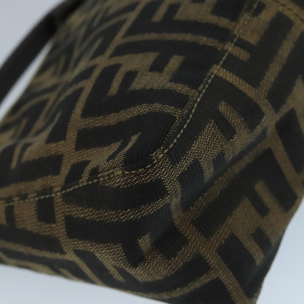 FENDI Zucca Canvas Hand Bag Brown Black gold 111098