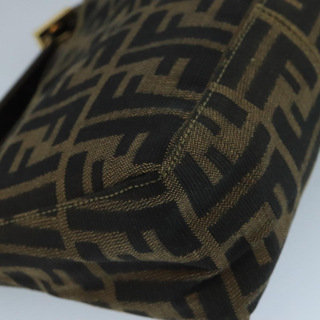 FENDI Zucca Canvas Hand Bag Brown Black gold 111098