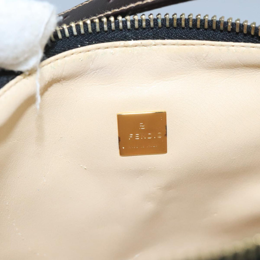 FENDI Zucca Canvas Hand Bag Brown Black gold 111098